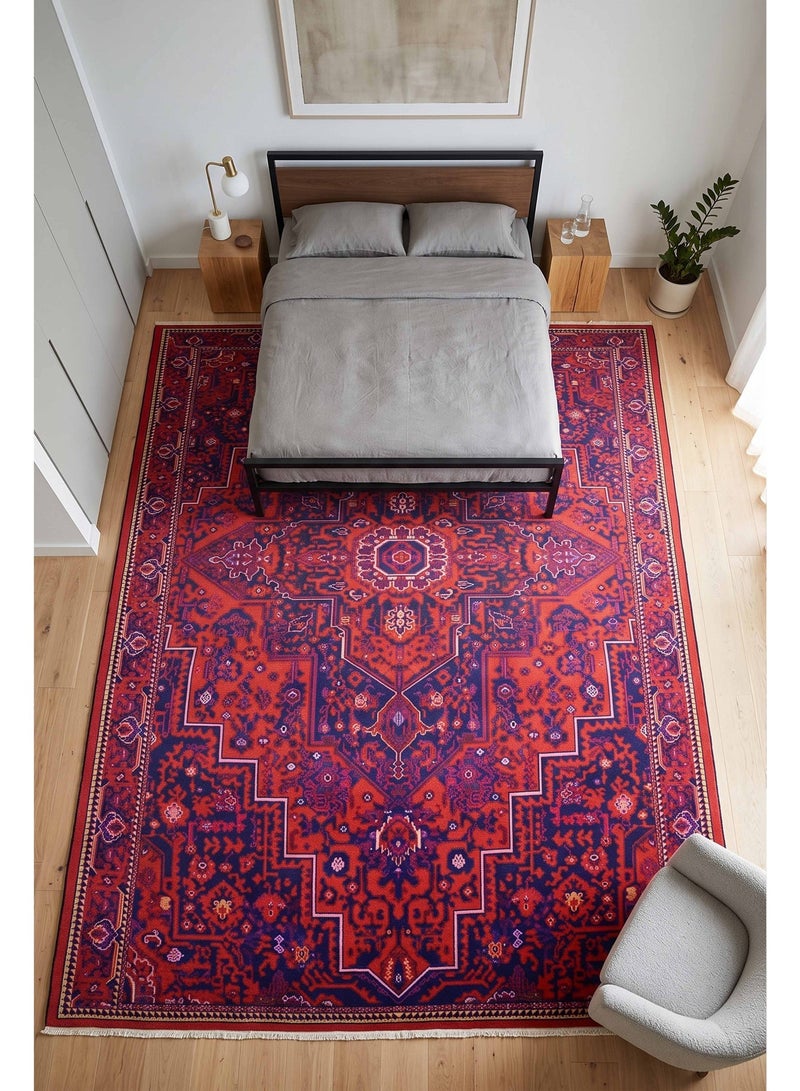 Alkaffary Rug, Area Rug, Heritage Design with High-Quality Materials, Authentic Style, 100X200 cm, Red - Image 1