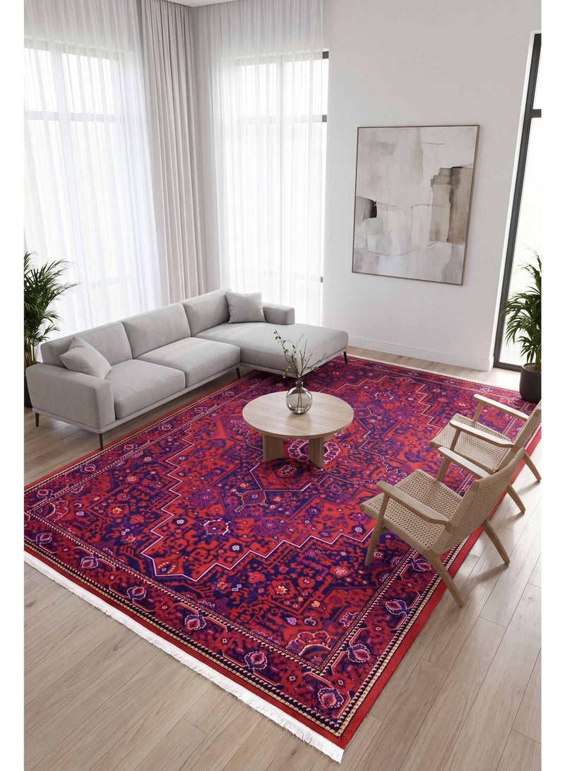 Alkaffary Rug, Area Rug, Heritage Design with High-Quality Materials, Authentic Style, 100X200 cm, Red - Image 3