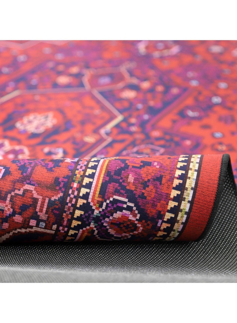 Alkaffary Rug, Area Rug, Heritage Design with High-Quality Materials, Authentic Style, 100X200 cm, Red - Image 4