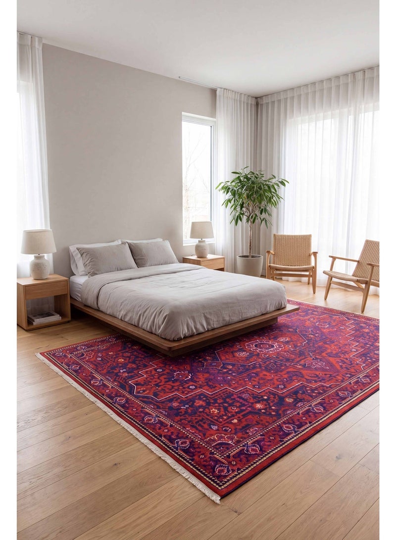 Alkaffary Rug, Area Rug, Heritage Design with High-Quality Materials, Authentic Style, 100X200 cm, Red - Image 5