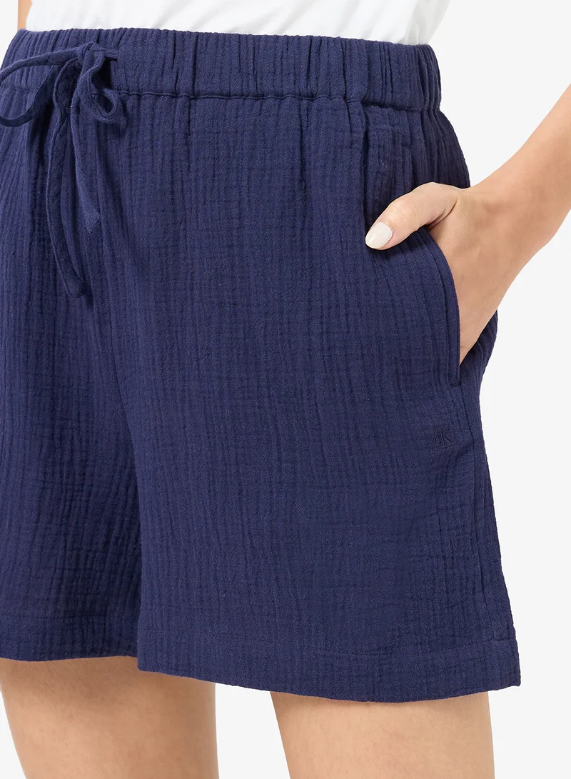 Calvin Klein Jeans Evening Blue Double Gauze Shorts for Women | Best Price UAE