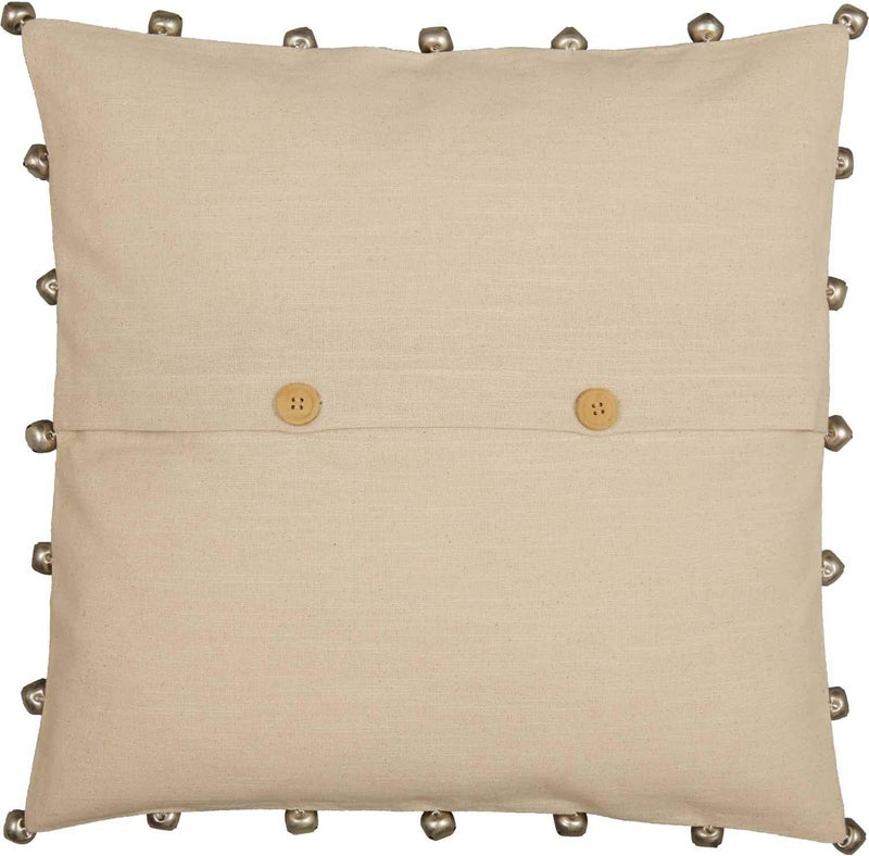 Piper Classics Sleigh Bells Ring Grain Sack Stripe Throw Pillow Cover  20"" x 20""  Farmhouse Christmas Red & Cream w/Bells  Christmas  Country Holiday D?cor  - Image 3