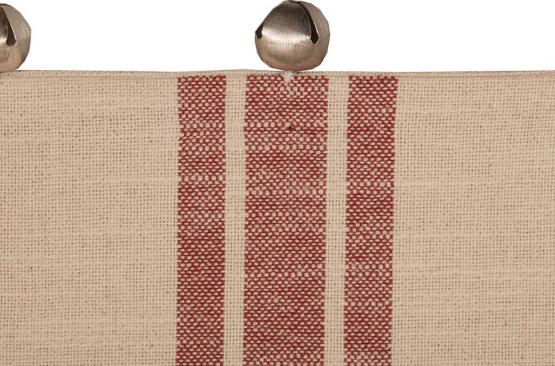 Piper Classics Sleigh Bells Ring Grain Sack Stripe Throw Pillow Cover  20"" x 20""  Farmhouse Christmas Red & Cream w/Bells  Christmas  Country Holiday D?cor  - Image 4