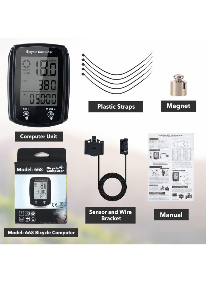 OSHIMA Bike Speedometer, Waterproof Bicycle Computer Speedometer, Wired Bike Cycling Computer LCD Backlight, Multifunctional Odometer for Bicycles LCD Backlit Display and Multiple Functions - Image 5