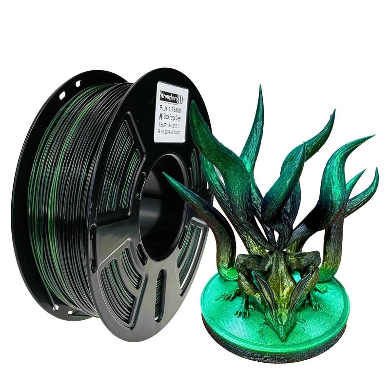 Stronghero3D PLA 3D Printer Filament 1.75mm,Sparkling Glitter Chameleon,Color Change with Angel,Galaxy starly,Green Black Filament,1kg(2.2lbs) Accuracy +/-0.05mm for ender3 Cr10 Sovol - Image 1