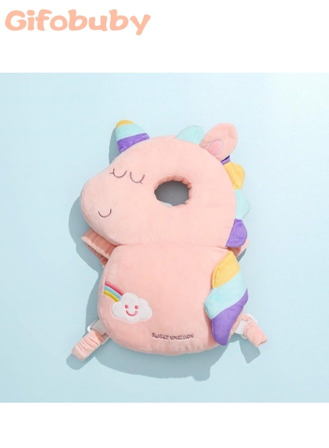 Gifobuby Unicorn Baby Backpack Pillow Baby Head Protection Pillow Pad Toddler Headrest Pillow Baby Neck Wings Nursing Drop Resistance Cushion Baby Toy Pillow  - Image 1