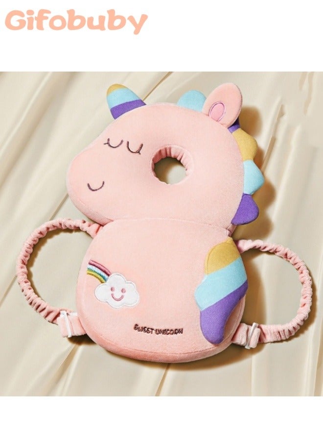 Gifobuby Unicorn Baby Backpack Pillow Baby Head Protection Pillow Pad Toddler Headrest Pillow Baby Neck Wings Nursing Drop Resistance Cushion Baby Toy Pillow  - Image 2