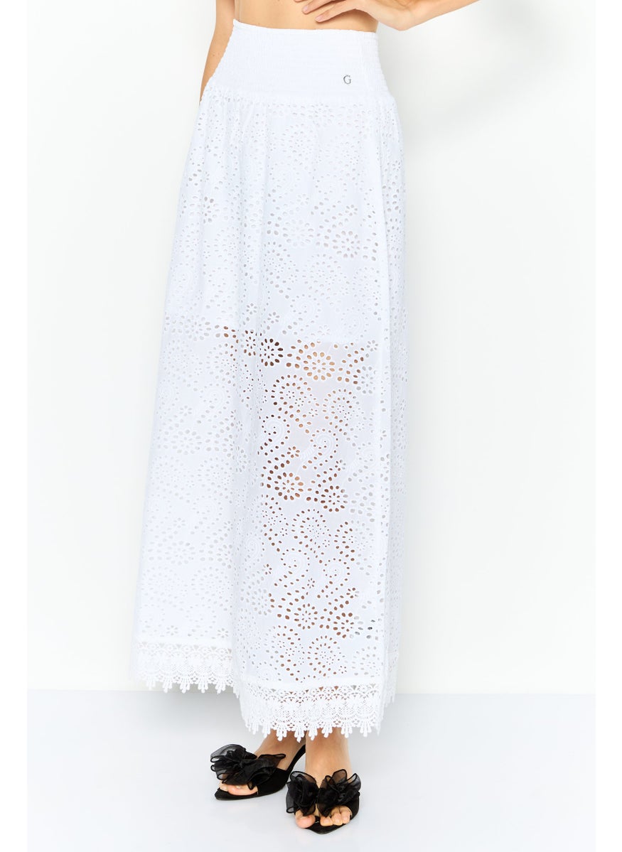 GUESS - Women Eyelet Maxi Skit, White - Image 1
