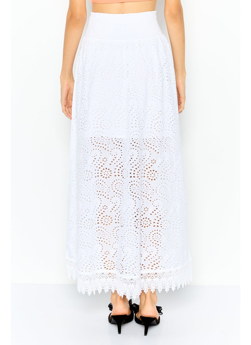 GUESS - Women Eyelet Maxi Skit, White - Image 1