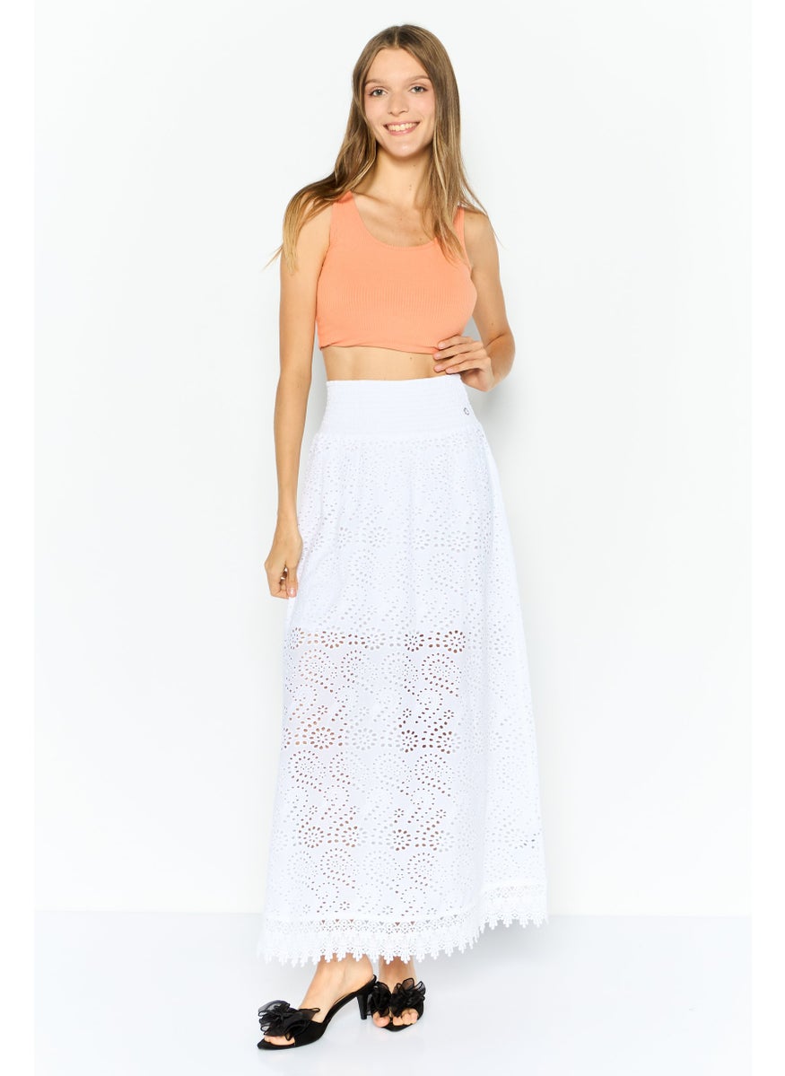 GUESS - Women Eyelet Maxi Skit, White - Image 1