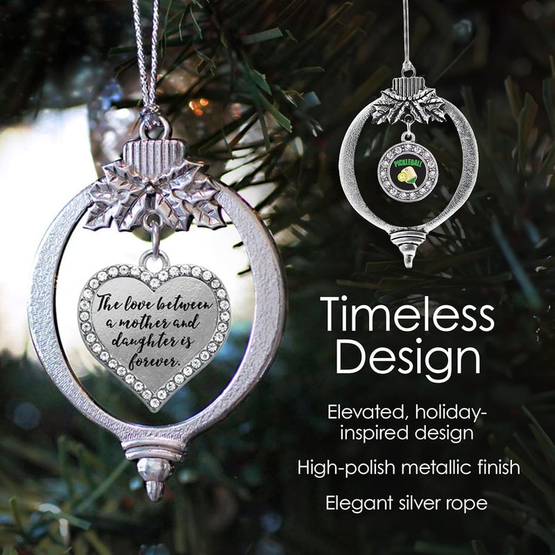 Inspired Silver - Yellow Chinese New Year Cloud Pattern - Silver Christmas Ornament - Open Heart Charm Christmas Tree Ornament with Cubic Zirconia - Holiday Hanging Decoration - Image 3