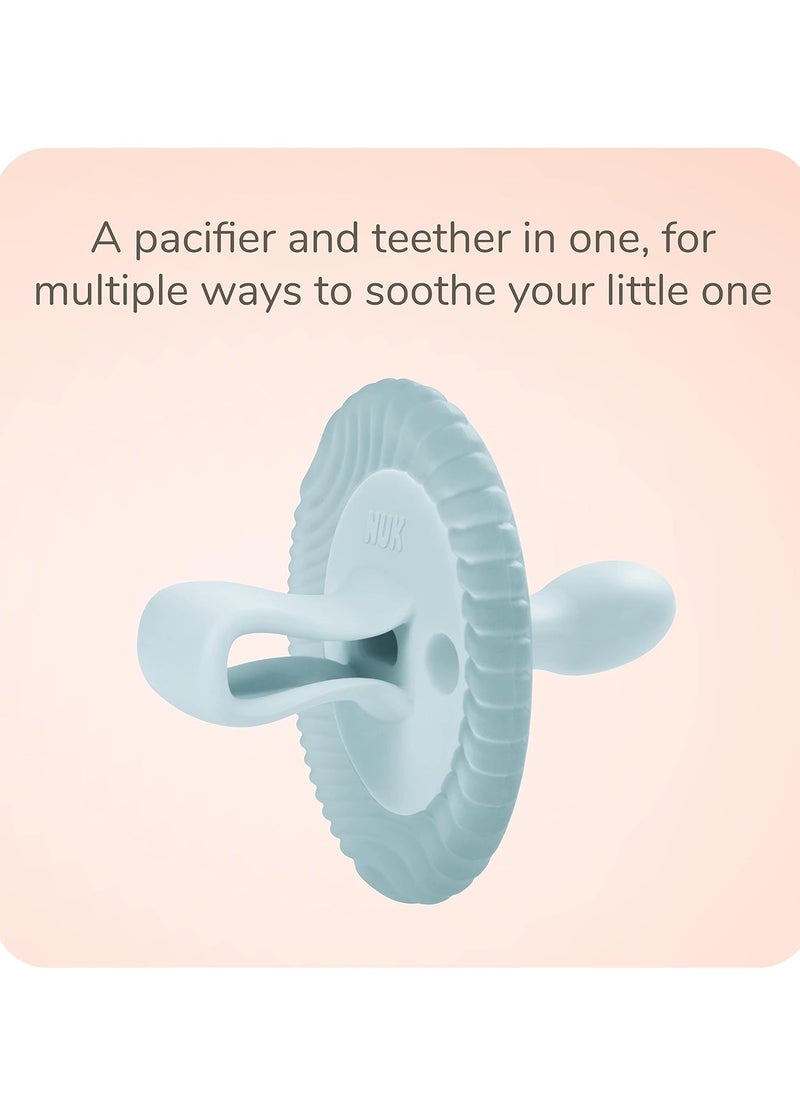 NUK - NUK Comfy Duet 100% Silicone Soother 2-in-1 Pacifier and Teether 0-12 Months - Image 1