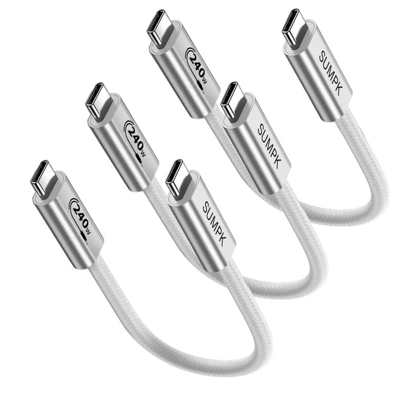 SUMPK 240W USB C Cable 6 inch, Short USB C Cable Compatible with iPhone 16/16 Pro/16 Plus/16 Pro Max, MacBook Pro/Air, iPad Pro/Air, Dell XPS, Galaxy S23 - Image 3