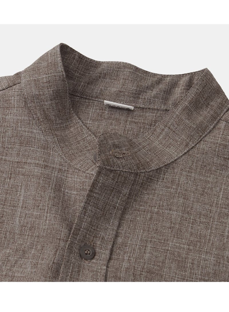 Summer new men's short-sleeved solid color men's shirt  - Image 3