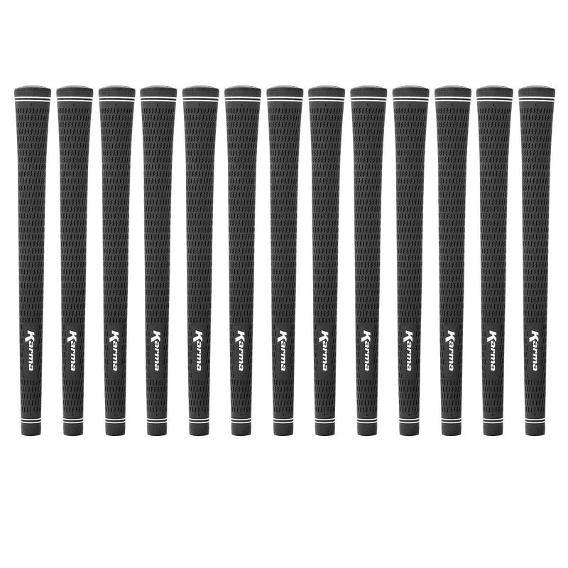 Karma مجموعة قبضة جولف كارما فيلور متوسطة الحجم +1/32" لإعادة تجديد قبضات نوادي الجولف، 13 قبضة مطاطية سوداء لجميع الأحوال الجوية، راحة وأداء متوسط الصلابة، تحكم تقليدي بتصميم مخملي بديل للرجال - Image 1