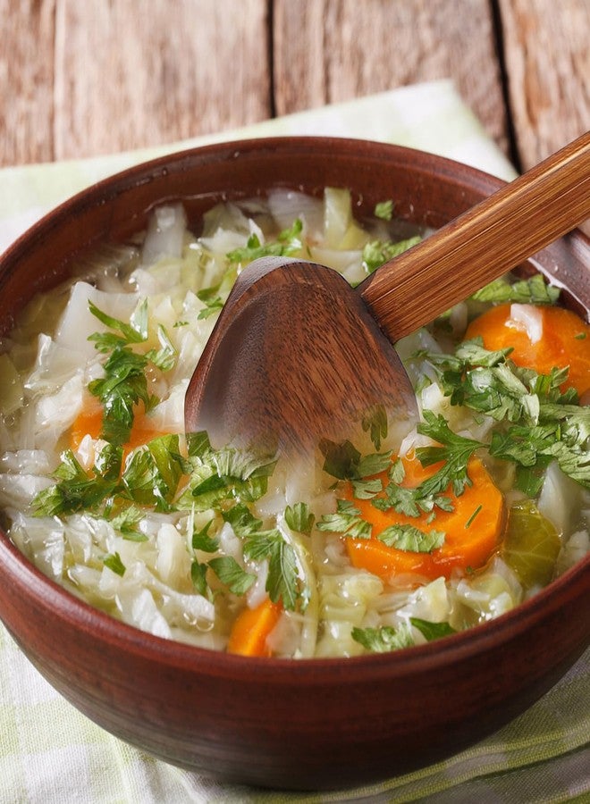 SHOWERORO ملعقة شوورورو المصنوعة من خشب البامبو الصلب - مغرفة شوربة مريحة بمقبض طويل لطهي وتقديم النودلز، طولها 8.46 بوصة - Image 4