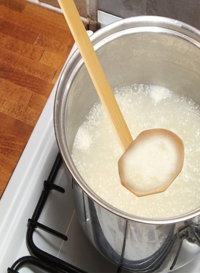 SHOWERORO ملعقة شوورورو المصنوعة من خشب البامبو الصلب - مغرفة شوربة مريحة بمقبض طويل لطهي وتقديم النودلز، طولها 8.46 بوصة - Image 2