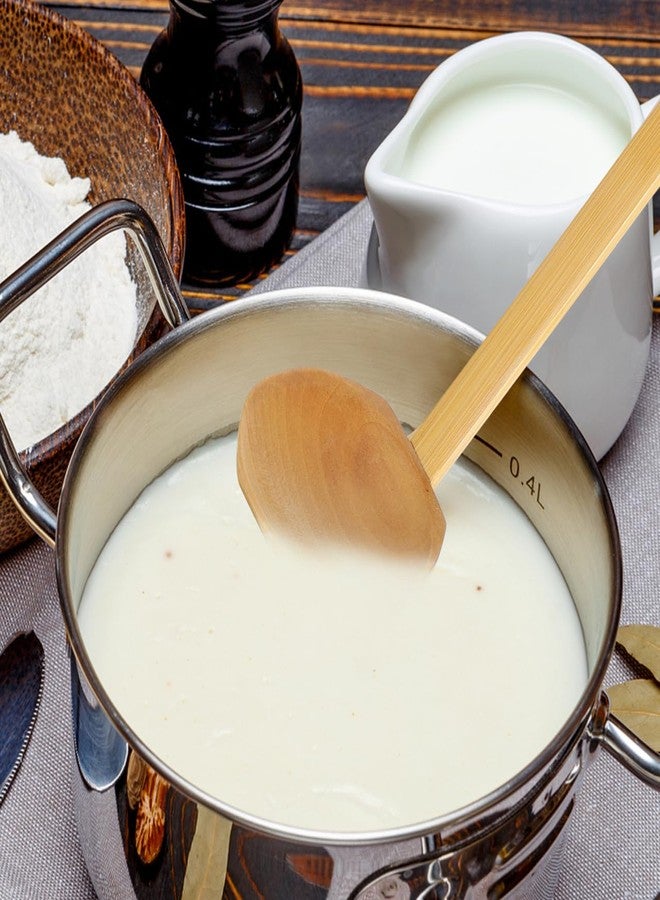 SHOWERORO ملعقة شوورورو المصنوعة من خشب البامبو الصلب - مغرفة شوربة مريحة بمقبض طويل لطهي وتقديم النودلز، طولها 8.46 بوصة - Image 3