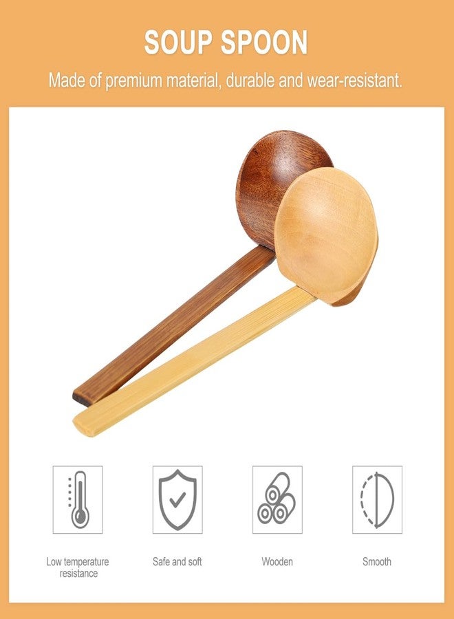 SHOWERORO ملعقة شوورورو المصنوعة من خشب البامبو الصلب - مغرفة شوربة مريحة بمقبض طويل لطهي وتقديم النودلز، طولها 8.46 بوصة - Image 5