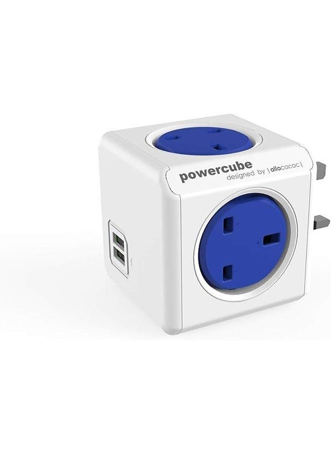 Allocacoc PowerCube Original 4 Sockets 2USB Ports Blue  - Image 1
