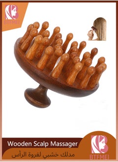 BTFMEI Wooden Scalp Massager with Handle, Massage Hair Brush, Hair Scalp Massager with 28 Pins, for Men and Women, Full Body Hair Brush  - Image 1