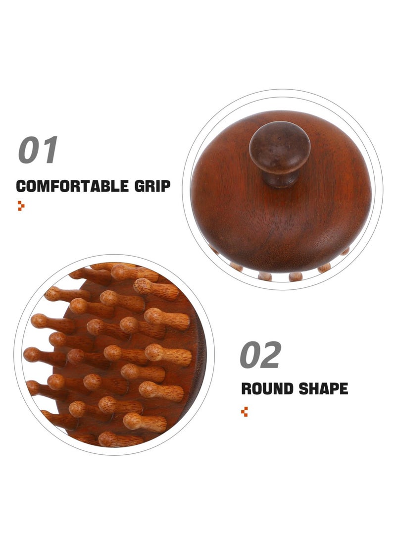 BTFMEI Wooden Scalp Massager with Handle, Massage Hair Brush, Hair Scalp Massager with 28 Pins, for Men and Women, Full Body Hair Brush  - Image 3