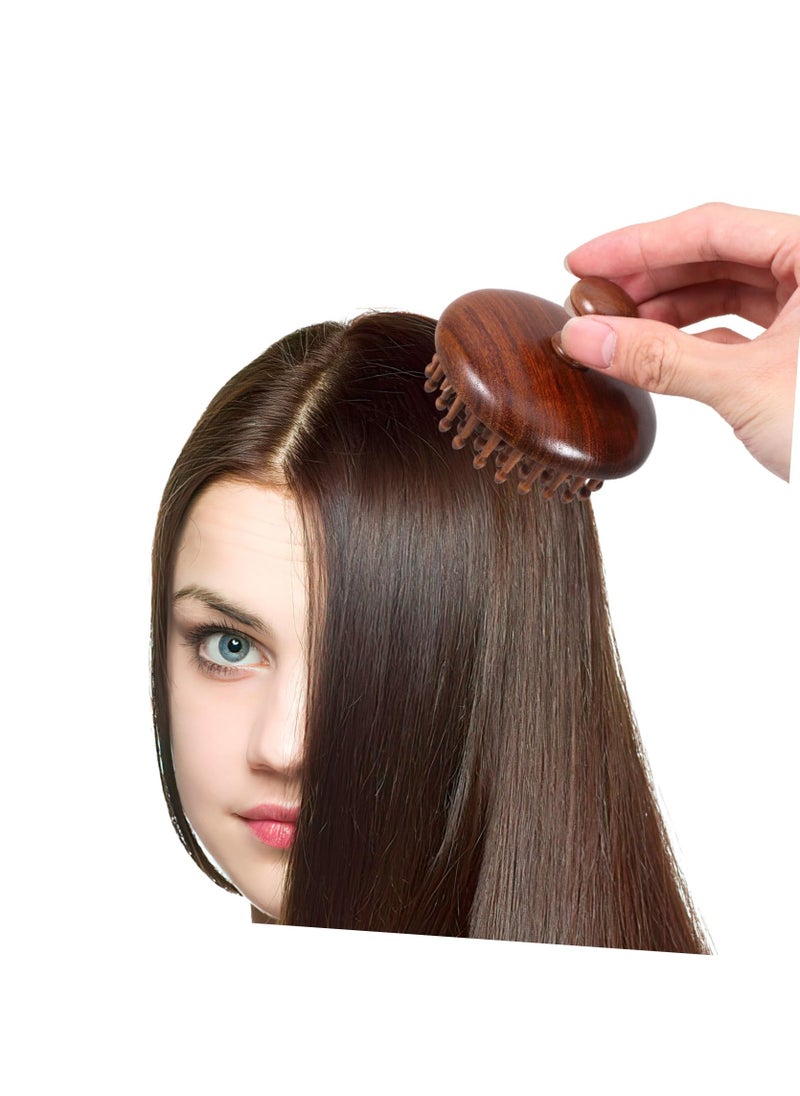 BTFMEI Wooden Scalp Massager with Handle, Massage Hair Brush, Hair Scalp Massager with 28 Pins, for Men and Women, Full Body Hair Brush  - Image 2