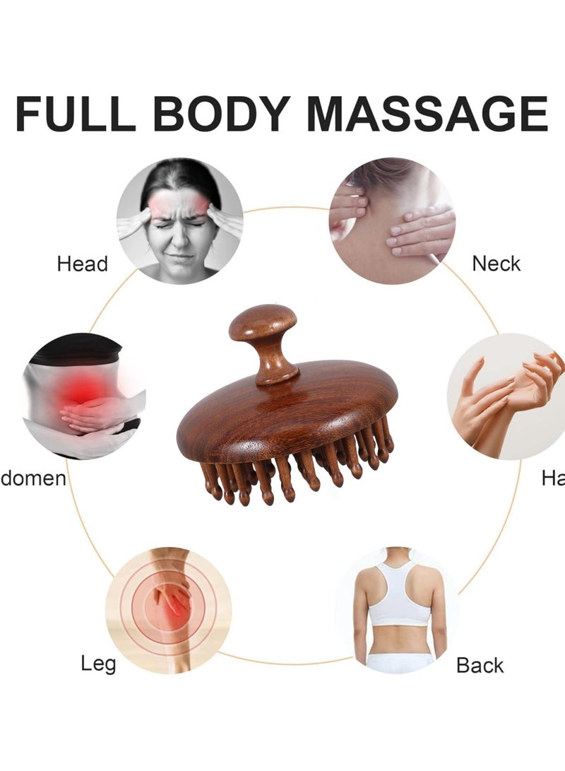 BTFMEI Wooden Scalp Massager with Handle, Massage Hair Brush, Hair Scalp Massager with 28 Pins, for Men and Women, Full Body Hair Brush  - Image 2