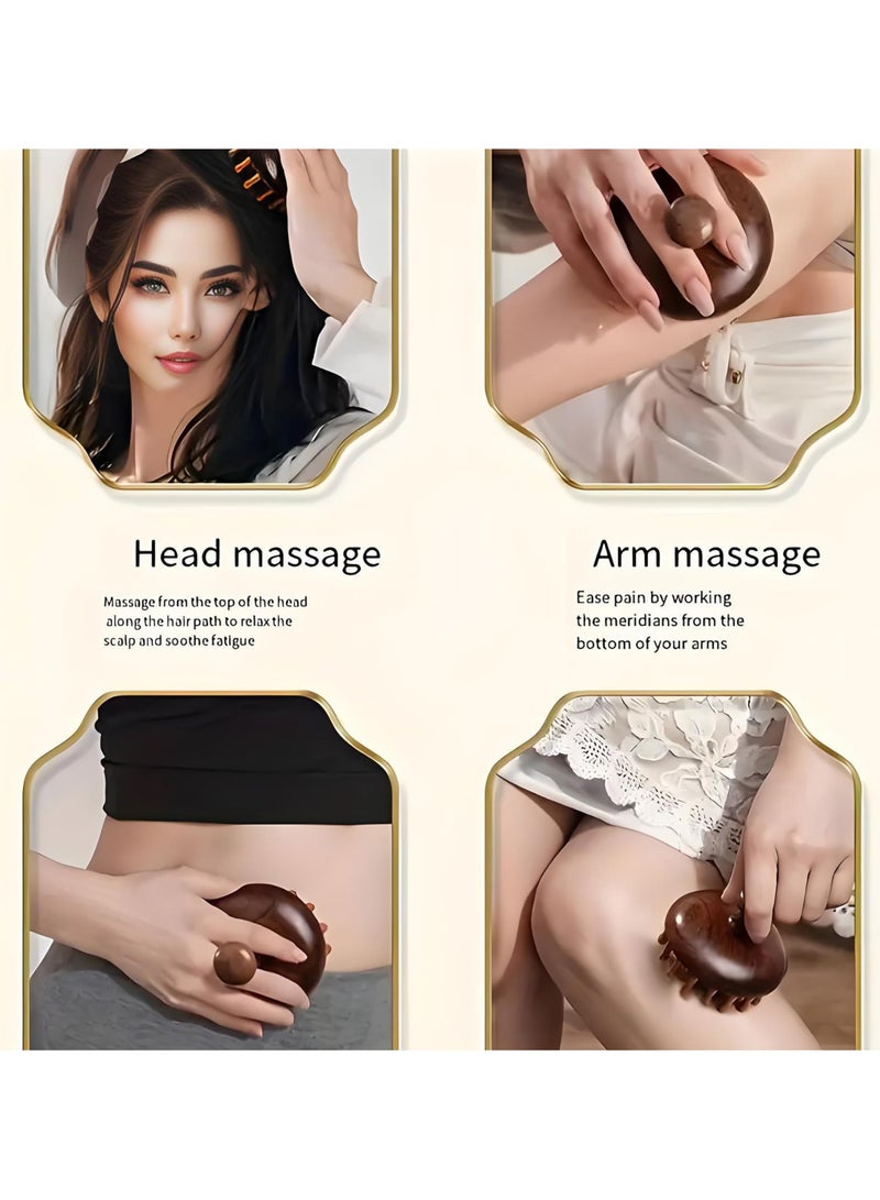 BTFMEI Wooden Scalp Massager with Handle, Massage Hair Brush, Hair Scalp Massager with 28 Pins, for Men and Women, Full Body Hair Brush  - Image 4