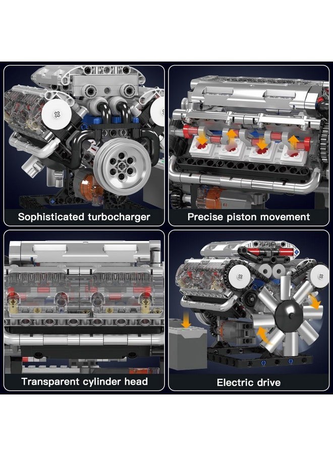 mould king Mould King Visible V-8 Engine Building Blocks V8 Motor Model Building Toys, V8 Combustion Engine Building Sets, Creative STEM Toys Engine Building Kit for Adults Kids 14+(535PCS)  - Image 5