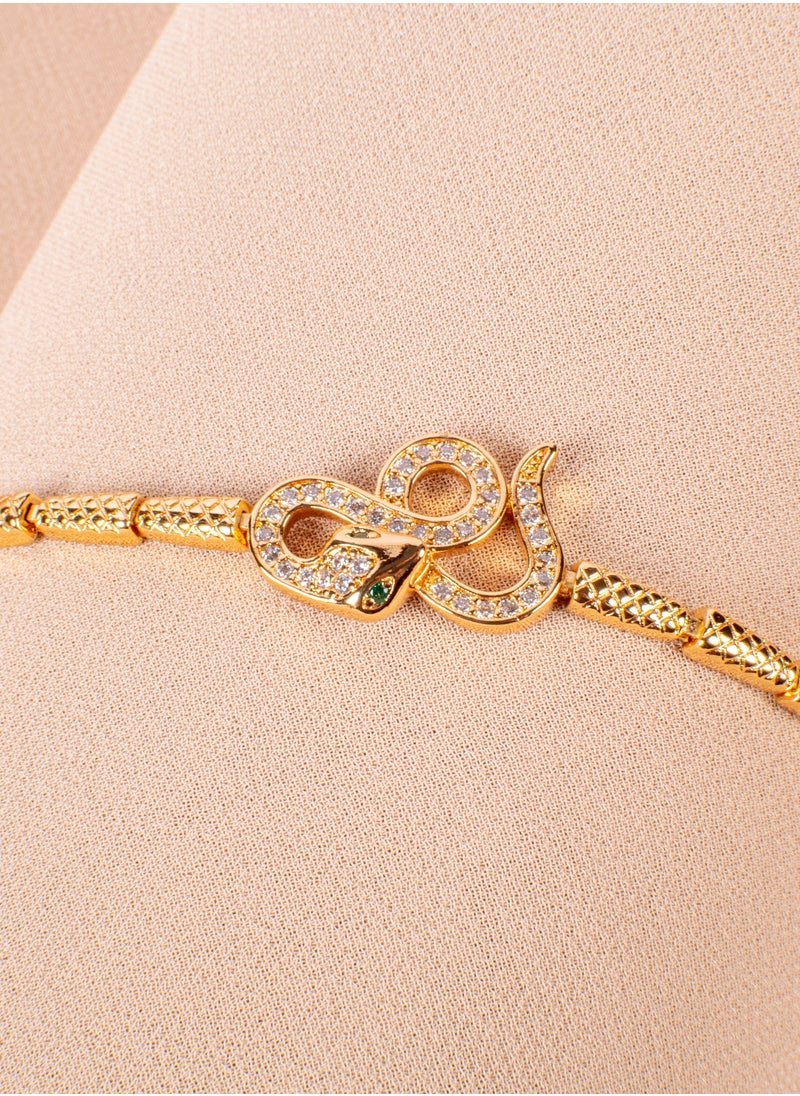 The Black Pearl Accessories - Chinese Gold Bracelet Golden with Zirconic Snake - Image 1