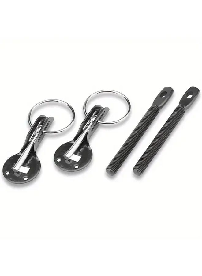 Black Universal Bonnet Hood Pins Locking Kit For Racing Sport Car - Image 4