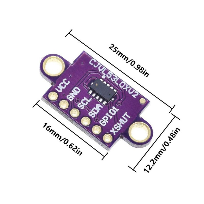 ACEIRMC 2pcs VL53L0X Time-of-Flight (ToF) Laser Ranging Sensor Breakout 940nm GY-VL53L0XV2 Laser Distance Module I2C IIC (Purple) - Image 2