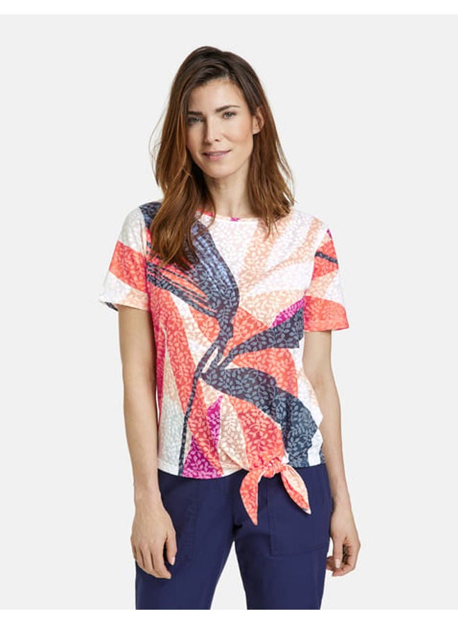 GERRY WEBER بلوزة بأكمام قصيرة مع تفاصيل ربطة عنق  - Image 1