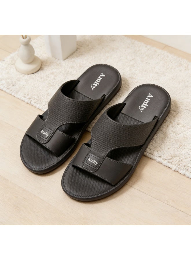 Daily Basic Men Leather Sandals Grid Strap Sweat Resistant Walking Summer Footwear - Image 2