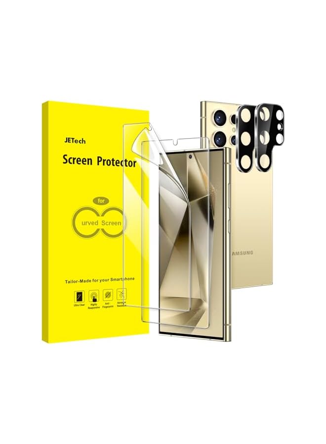 Jetech Screen Protector for Samsung Galaxy S24 Ultra 5G 6.8-Inch with Camera Lens Protector, Flexible TPU Film, Fingerprint ID Compatible, Easy Installation, HD Clear, 2-Pack Each - Image 1
