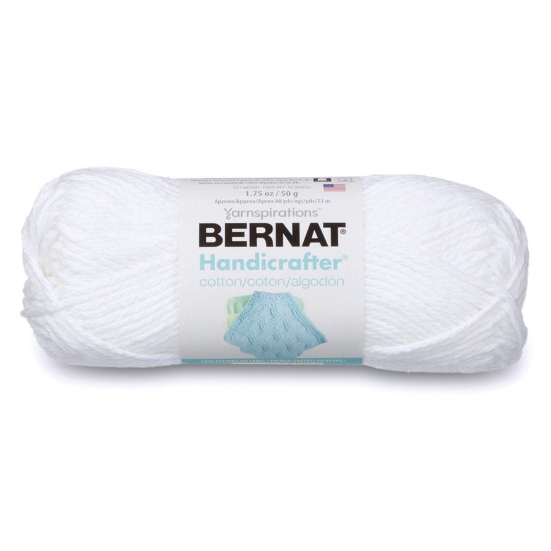 Bernat Handicrafter Cotton Solids Yarn 175 oz Gauge 4 Medium 100 Cotton White