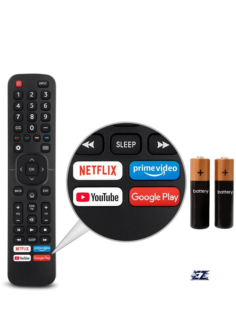 ELTRAZONE EN2A27 Replacement Remote Control for Hisense Smart TV with Netflix, Prime Video, YouTube, Google Play - With Battery - Image 1