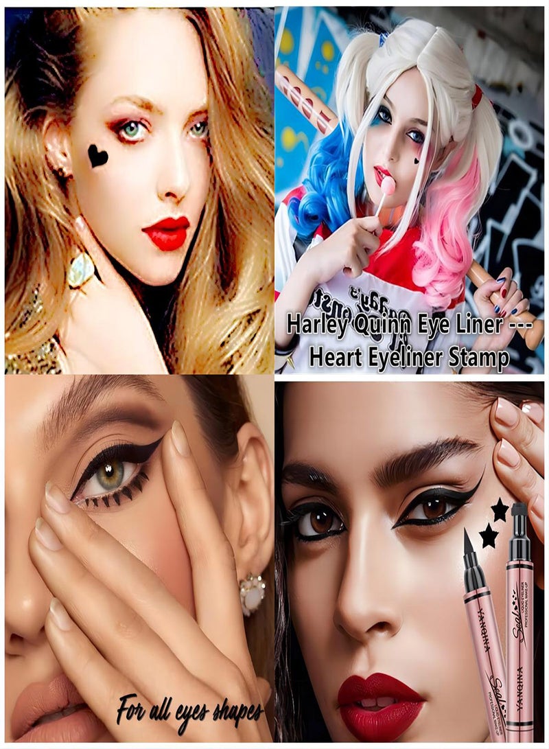 SYOSI Double Sided Liquid Eyeliner Stamp 3Pcs Waterproof Smudge-proof Long Lasting Wing Eye Liner Star Heart Seal Stamp Makeup Tool Long lasting Super Slim Precise Felt Tip Liquid Eye Liner Tools  - Image 2