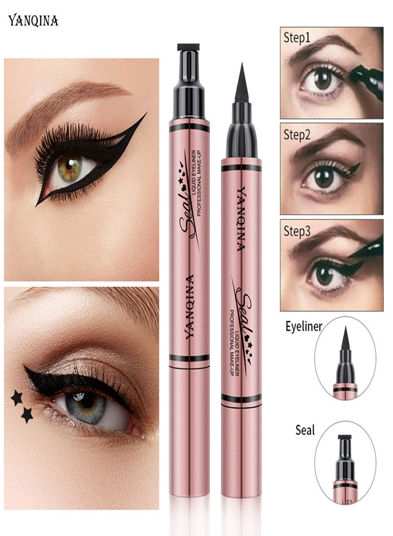 SYOSI Double Sided Liquid Eyeliner Stamp 3Pcs Waterproof Smudge-proof Long Lasting Wing Eye Liner Star Heart Seal Stamp Makeup Tool Long lasting Super Slim Precise Felt Tip Liquid Eye Liner Tools  - Image 3