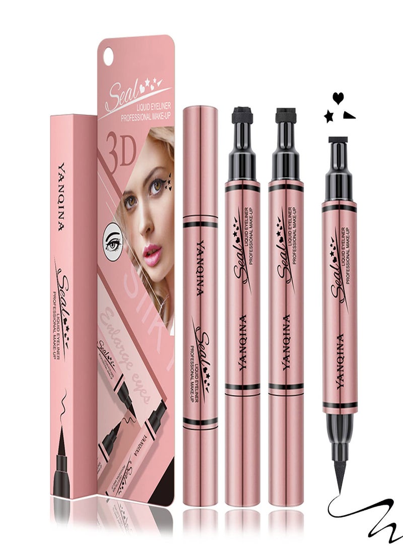 SYOSI Double Sided Liquid Eyeliner Stamp 3Pcs Waterproof Smudge-proof Long Lasting Wing Eye Liner Star Heart Seal Stamp Makeup Tool Long lasting Super Slim Precise Felt Tip Liquid Eye Liner Tools  - Image 1