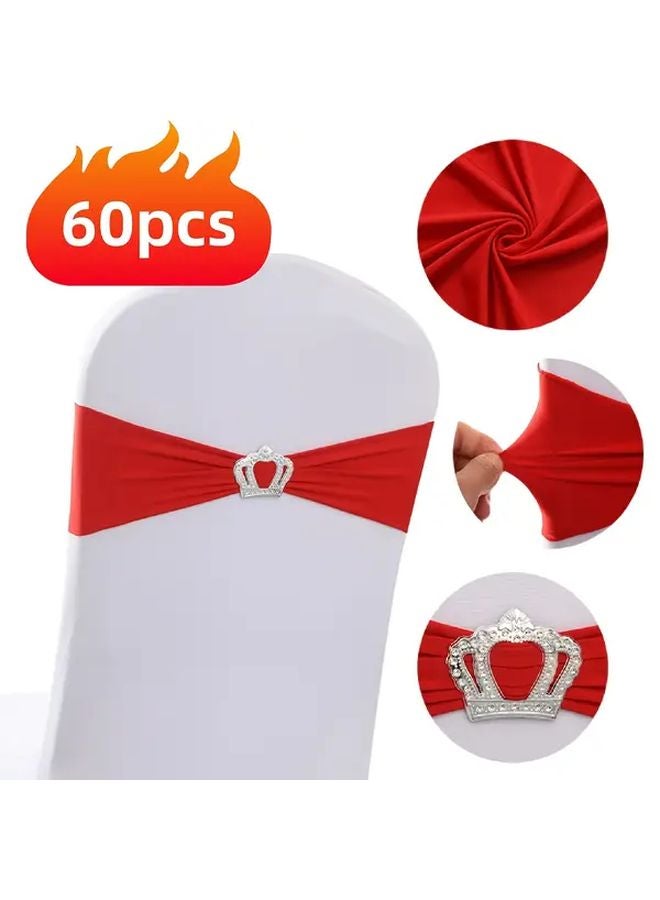 Big Red Crown Buckle Wedding Chair Sash Bow Tie Decorations Stretchable Adjustable - Image 1