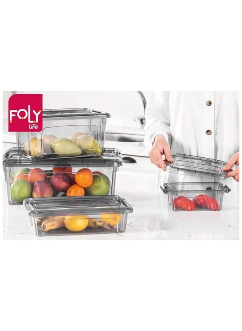 FOLY LIFE Clear plastic royal storage box food container with airtight clip cover lid to keep food fresh deep freezer & dish washer machine usable beige 1.2 liters  - Image 3