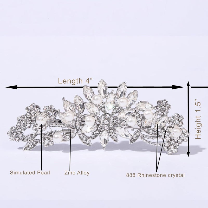 HapiBuy Crystal Rhinestone Pearl Hair Clip Comb Silver Wedding Hair Acessory Bridal Hair Pins Bride Headpiece - Image 5