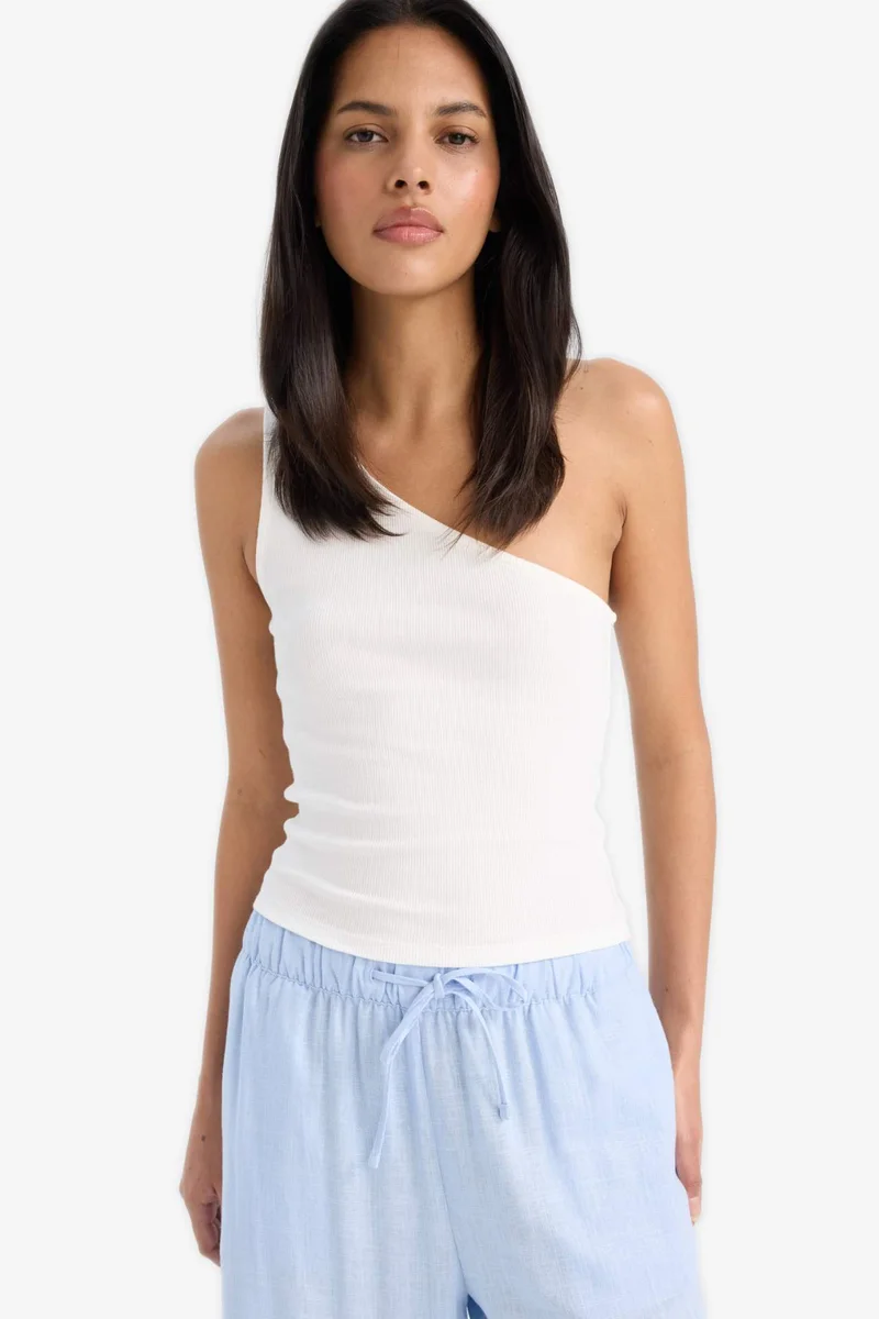 ديفاكتو Slim Fit Camisole One Shoulder Tank Top