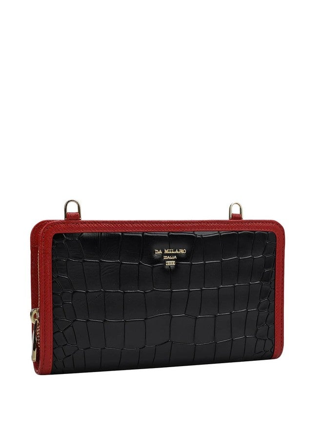 Da Milano Sling Leather Wallet for Women - Black - Image 2