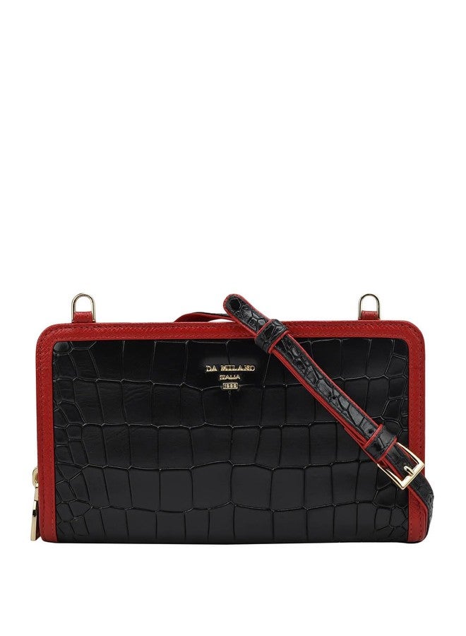 Da Milano Sling Leather Wallet for Women - Black - Image 1