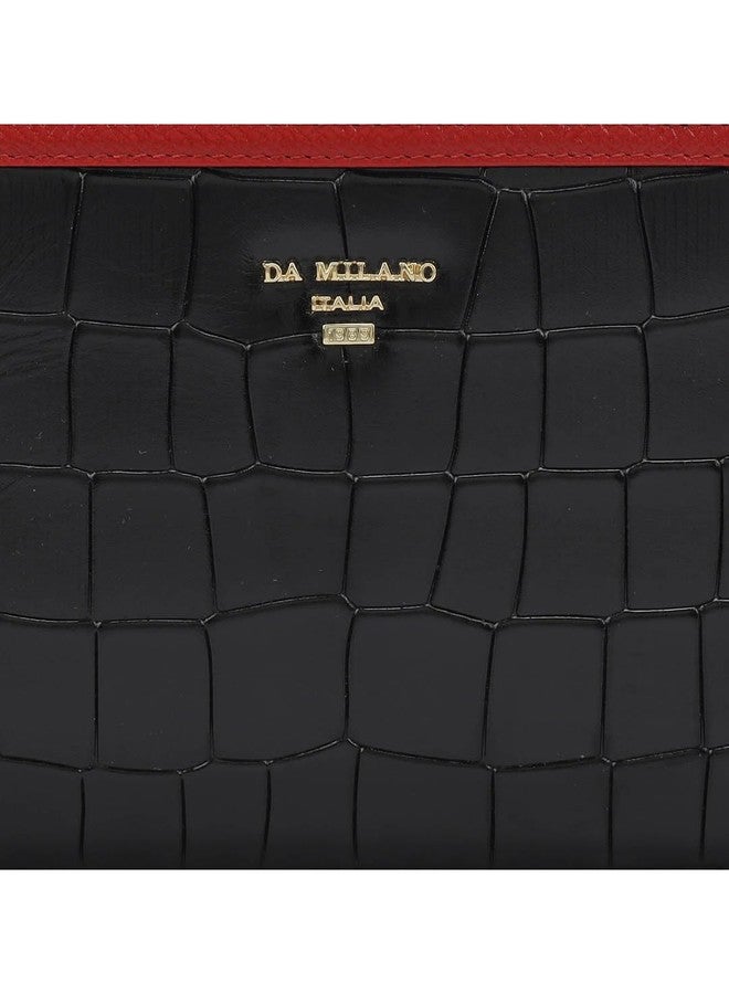 Da Milano Sling Leather Wallet for Women - Black - Image 5