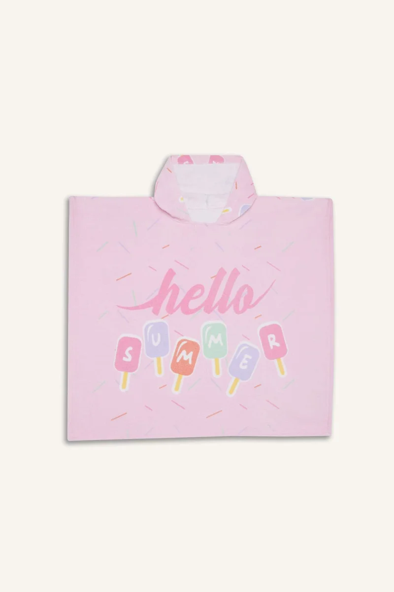 ديفاكتو Girl Patterned Cotton Poncho Towel