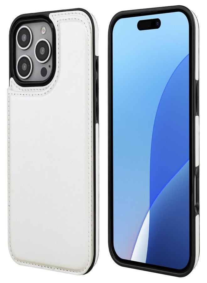 OT ONETOP جراب محفظة متوافق مع هاتف iPhone 16 Pro Max من ONETOP مع حامل بطاقات، مصنوع من جلد PU مع فتحات للبطاقات، مزود بمشبك مغناطيسي مزدوج وغطاء متين مقاوم للصدمات، مقاس 6.9 بوصة (أبيض). - Image 3